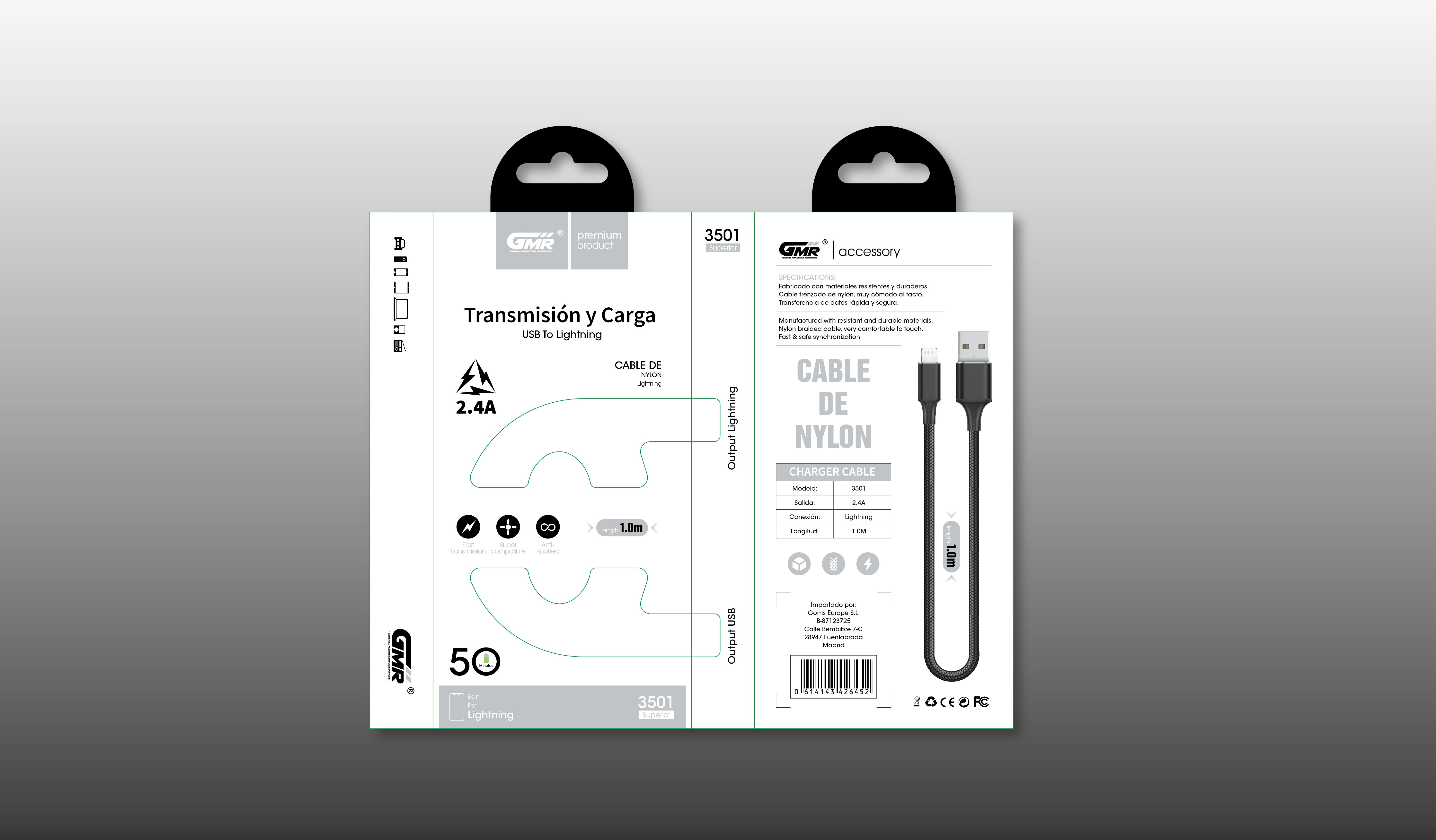 Strepito Cable GMR  Lightning 2.4a 3501 ECO